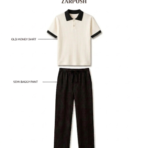 White Polo T-Shirt And Black Pant Combo
