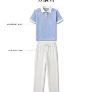 Sku blue Polo T-Shirt And white Pant Combo