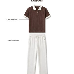Coffee Polo T-Shirt And white Pant Combo